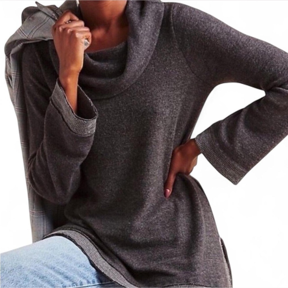Anthropologie Maeve Risa Hacci Tunic Gray Cowl Neck Sweater